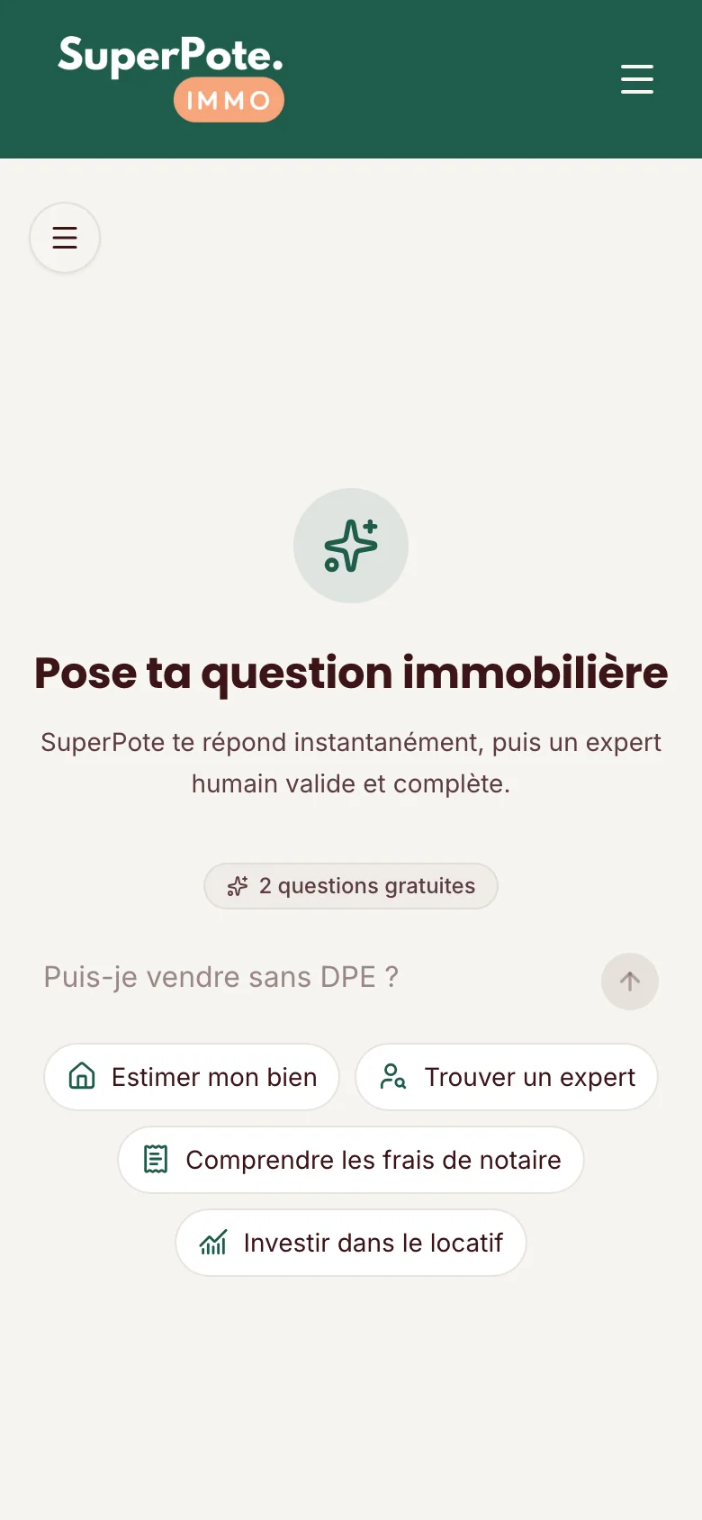 Espace particuliers, vue sur téléphone