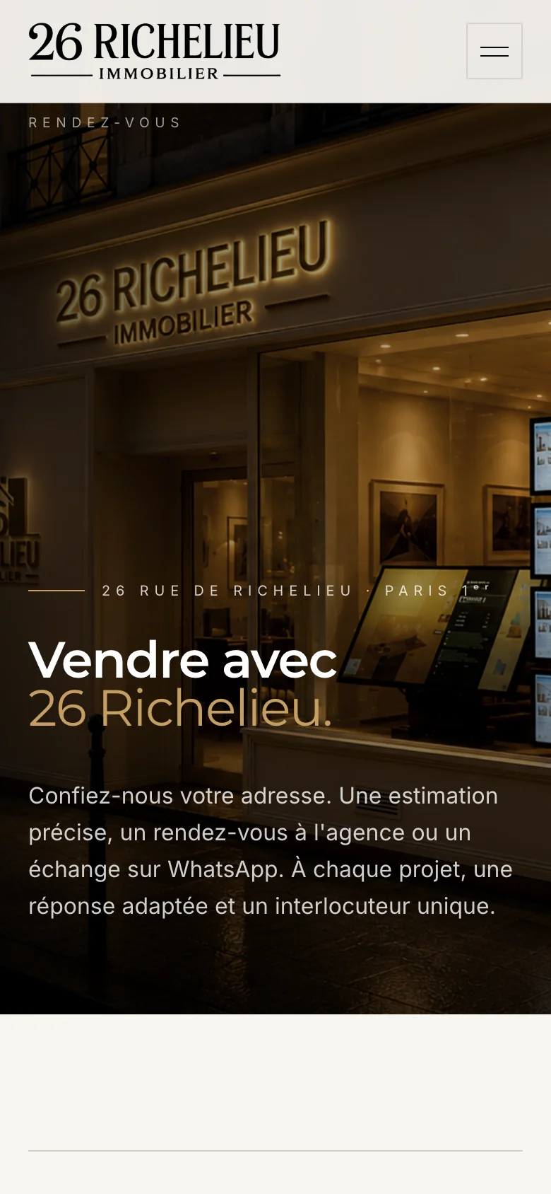 Page de contact sur téléphone