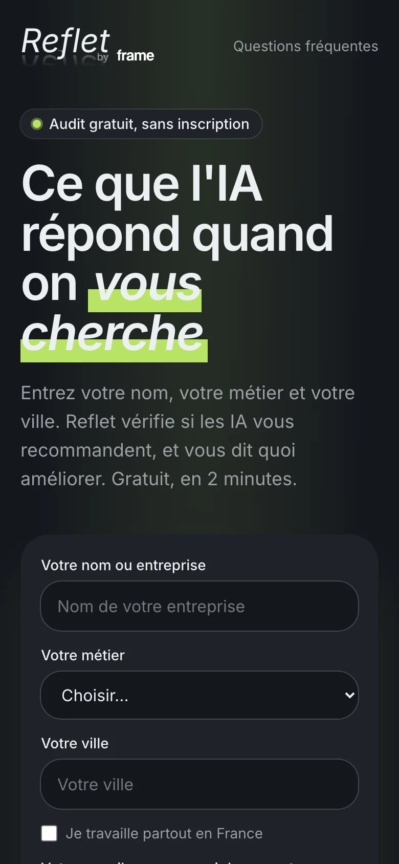 Capture de audit.getframe.fr sur téléphone